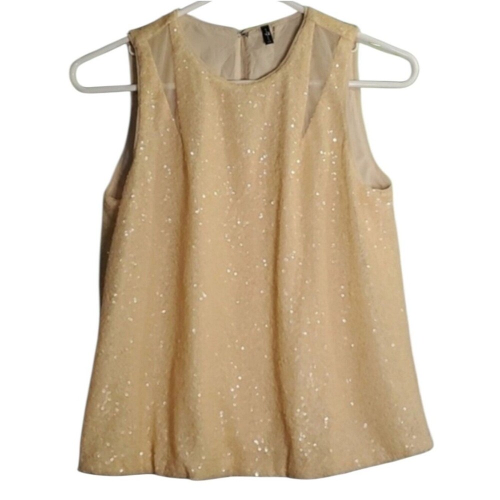 7 for all mankind top womens size xs x-small yellow sequins spring Euro-Summer